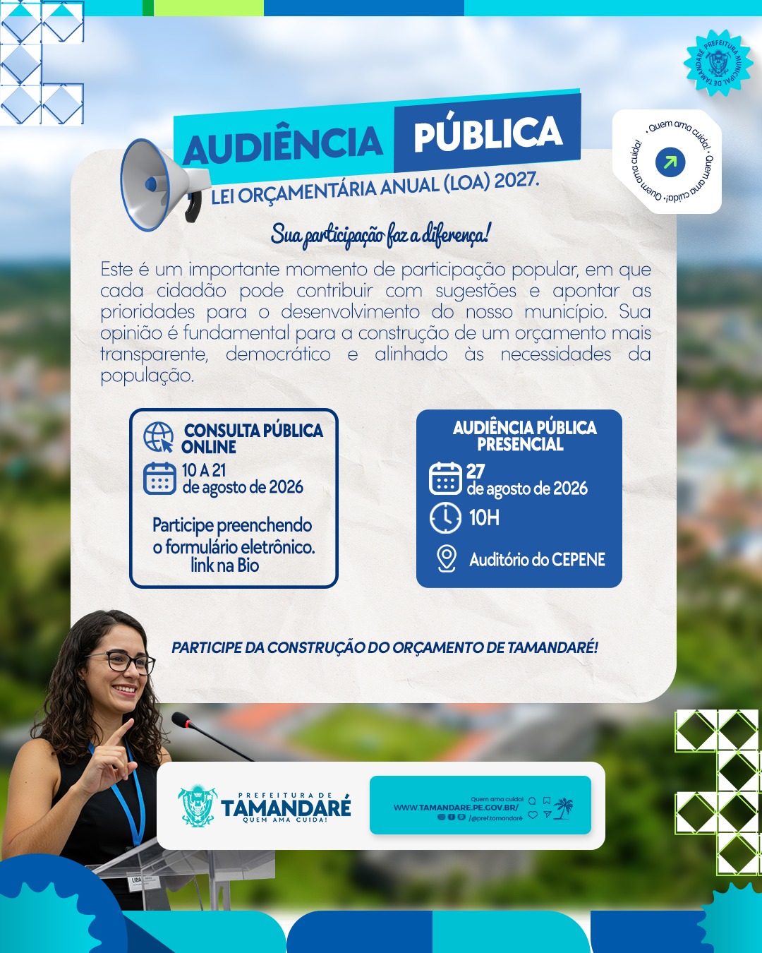 Prefeitura de Tamandaré abre Consulta Pública da LOA 2027!